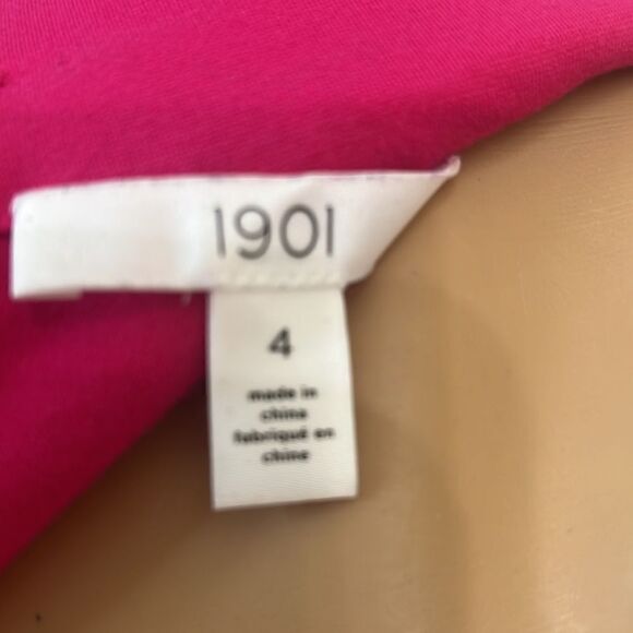 1901 Dress Hot Barbie Pink Gold Size 4 Halter Button Collar Neck Sleeveless Midi - Picture 7 of 9